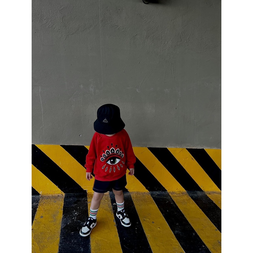 Áo nỉ thu đông cho bé trai gái chất cotton, áo hoodie trẻ em cổ tròn dài tay mắt kenzo - Samy Kids