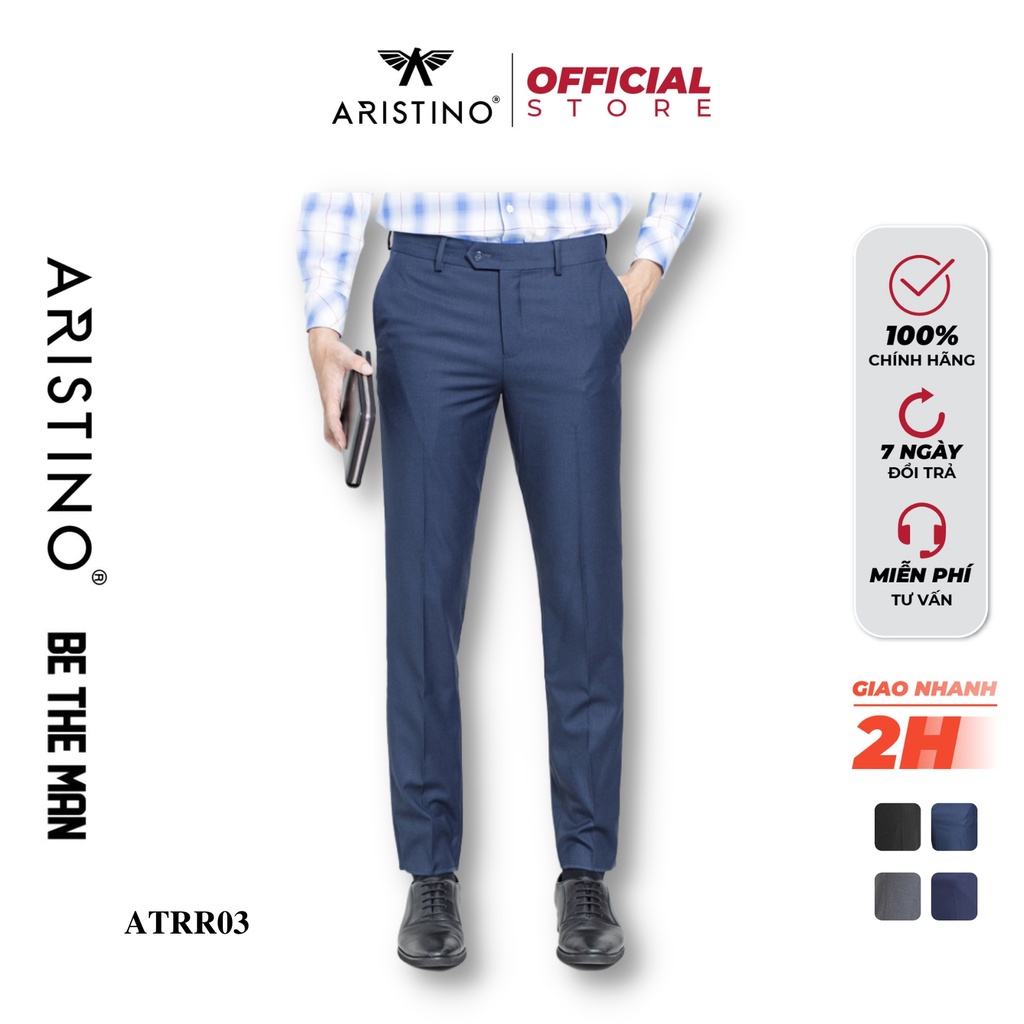 Quần tây âu nam ARISTINO ATRR03 công sở cao cấp dáng slim fit với công nghệ nếp ly supercrease chống nhăn lịch lãm