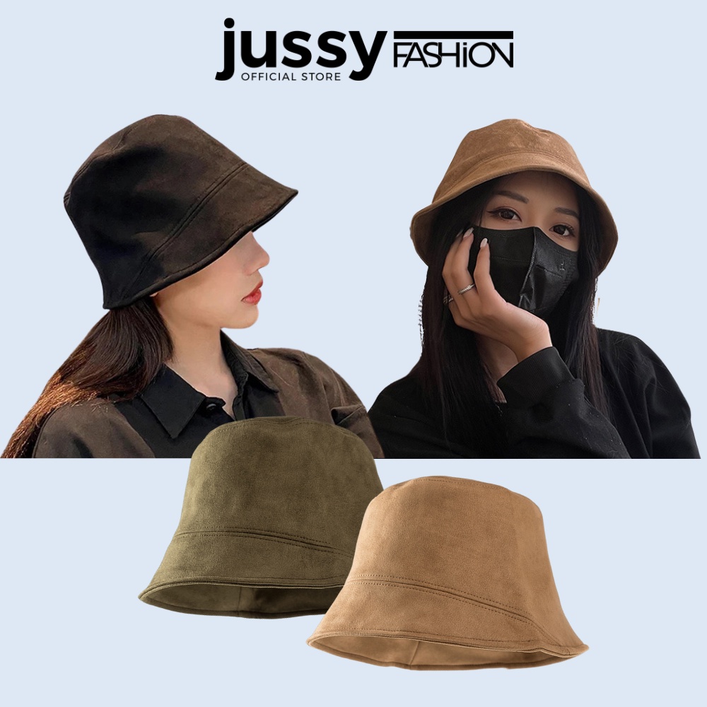 Mũ Bucket Unisex Vành Xéo Jussy Official Kiểu Nón Tai Bèo Da Lộn Cá Tính Phong Cách Thời Trang Hàn Quốc