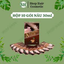 ( Hộp 10 gói ) Dầu gội phủ bạc SIN HAIR chính hãng gói 30ml, Dầu gội nhuộm tóc Đen hoặc Nâu trong 5 -10 phút