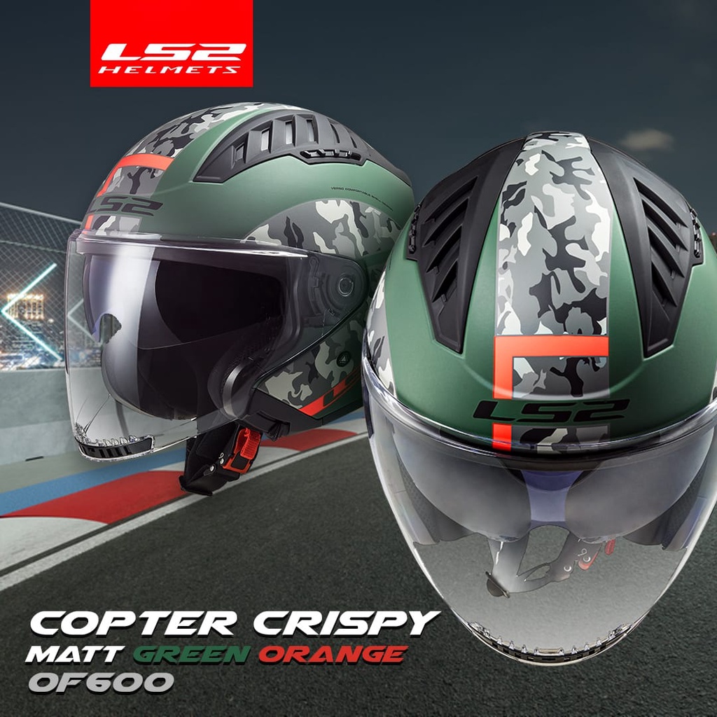 Mũ bảo hiểm LS2 OF600 - Tem Military Green Orange