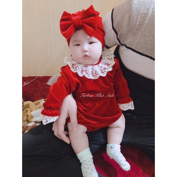 Sét nhung cao cấp gômg body + mũ+ turban cực xinh