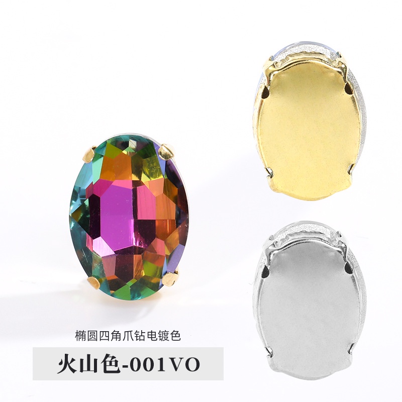 Bộ 10 Mũi Khoan Pha Lê Hình Oval Bốn Góc Màu Mạ Điện Diy