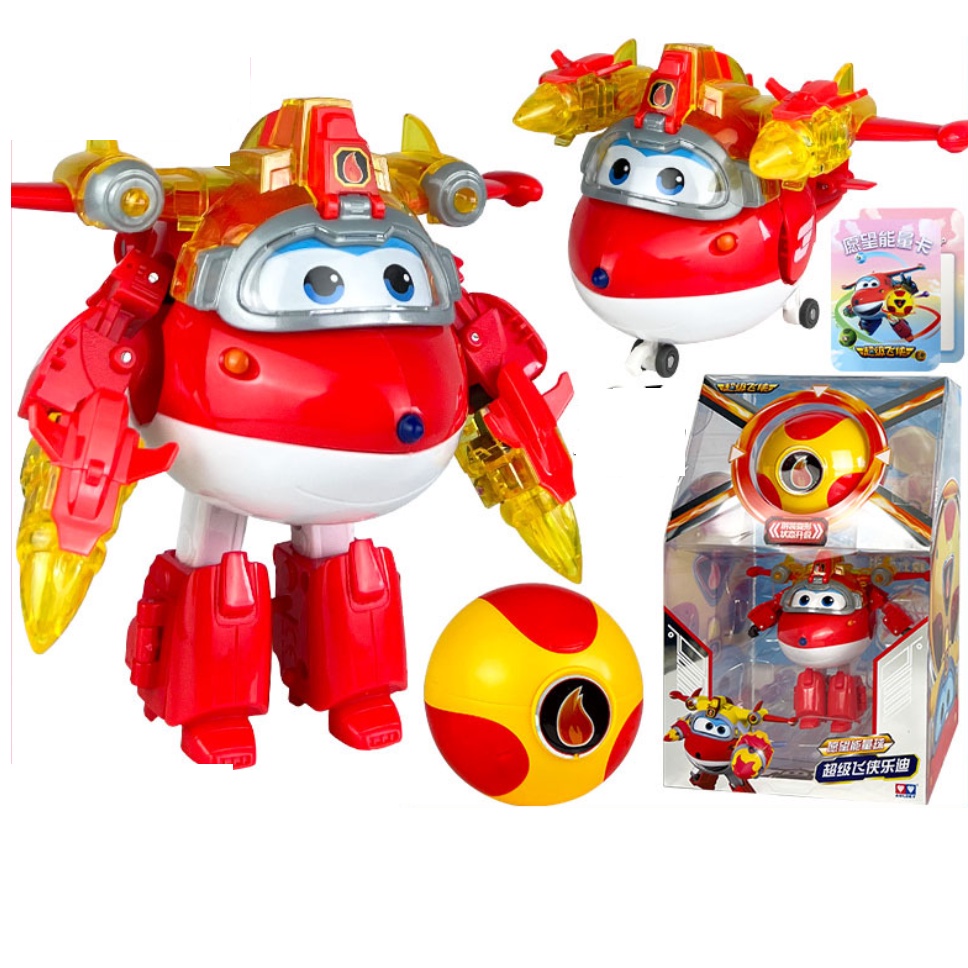 Mô hình Jett Tia Chớp Và Quả Bóng Sức Mạnh Kim Loại Đồ Chơi SUPERWINGS Robot Biến Hình Siêu Vệ Binh