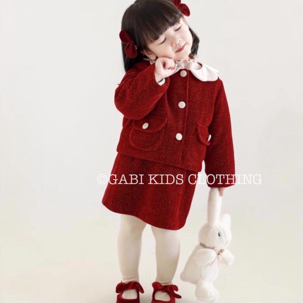 Set 3 váy nhung đỏ