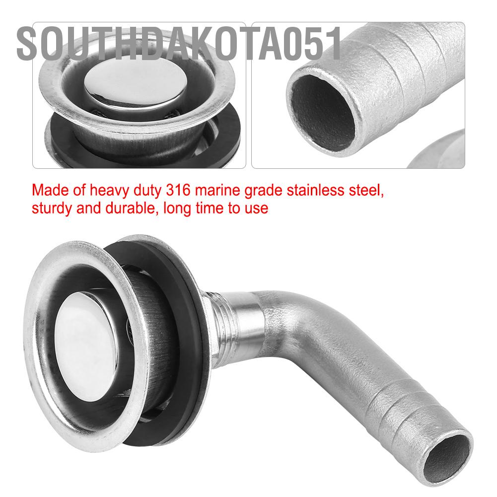 Southdakota051 90 ° Thuyền hàng hải bằng thép không gỉ Ống xả khí nạp nhiên liệu cho ống 5/8 "