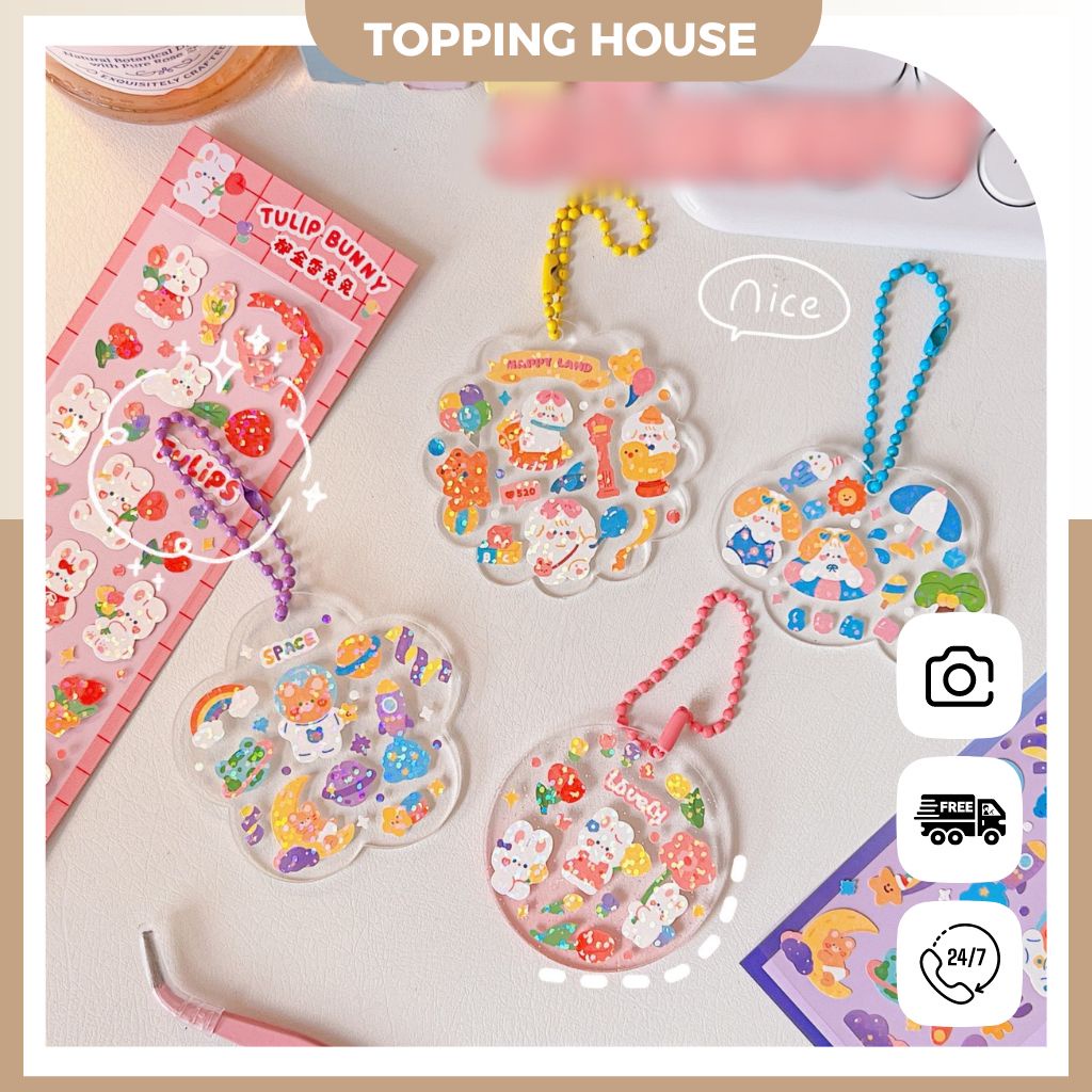 Sticker Hình Dán Trang Trí Toploader Lấp Lánh PET, Miếng Dán Họa Tiết Hoạt Hình - Topping House - DC34