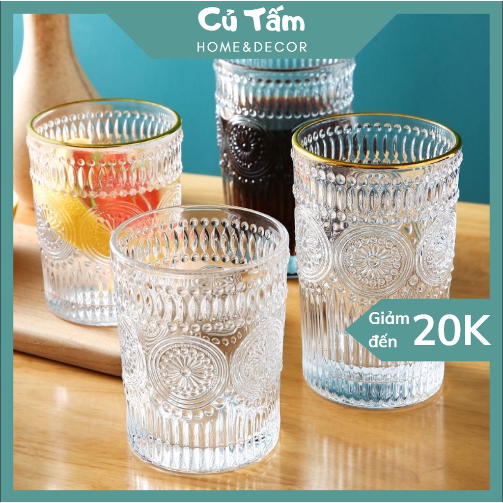 Cốc uống nước thủy tinh phong cách retro chịu nhiệt chịu lực tốt - cutam.homedecor | BigBuy360 - bigbuy360.vn