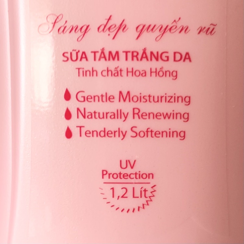 Sữa tắm trắng da E100 tinh chất Hoa Hồng 1.2Lít
