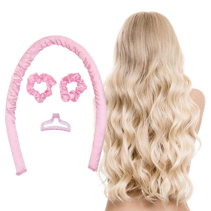 Bộ Tóc Giả Dài Uốn Xoăn Không Dùng Nhiệt Kèm Kẹp Và Dây Ruy Băng