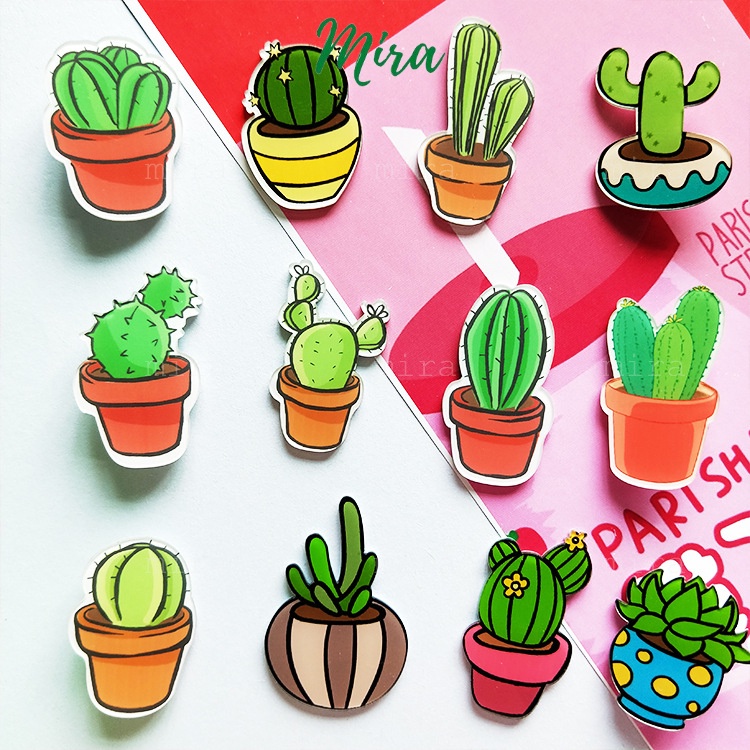 Ghim Cài Icon Cây Xương Rồng, Huy Hiệu Acrylic, Pin Cài Áo, Trâm Balo Đi Học Cực Cute MIRA-GC00837