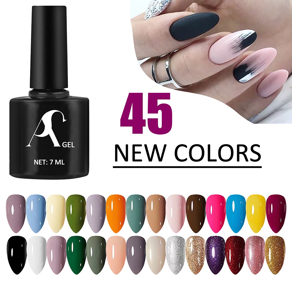 Sơn gel 7ML A1-A45 45 màu Màu sắc sáng bóng top&base UV&LED Mới Sơn móng tay sơn gel