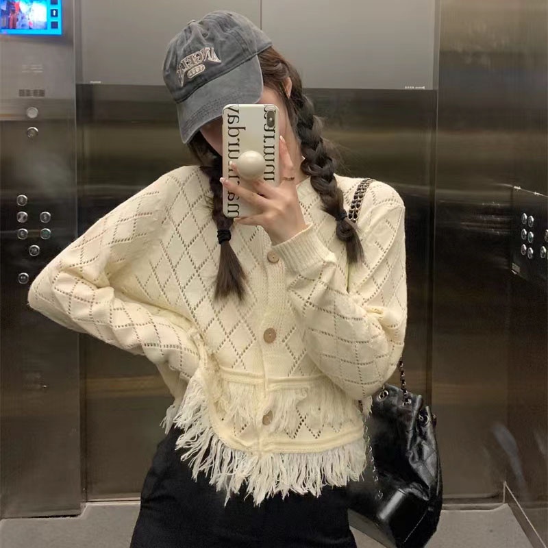 Áo Khoác Cardigan Dệt Kim Tay Dài Dáng Ngắn Phong Cách Hàn Quốc Thời Trang Cho Nữ 27002