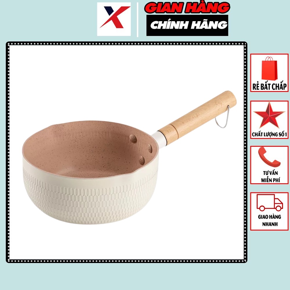 Chảo Chống Dính Sâu Lòng, Chảo Bếp Từ Vân Đá Size 18cm Dùng Cho Mọi Loại Bếp ( Không Kèm Vung Kính)