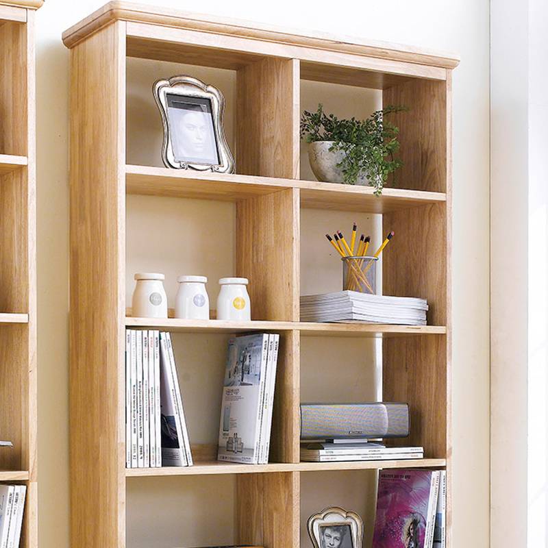 Tủ trang trí 5 tầng kệ 2 ngăn kéo IBIE NB-Natural gỗ cao su màu tự nhiên để sách, đồ lưu niệm