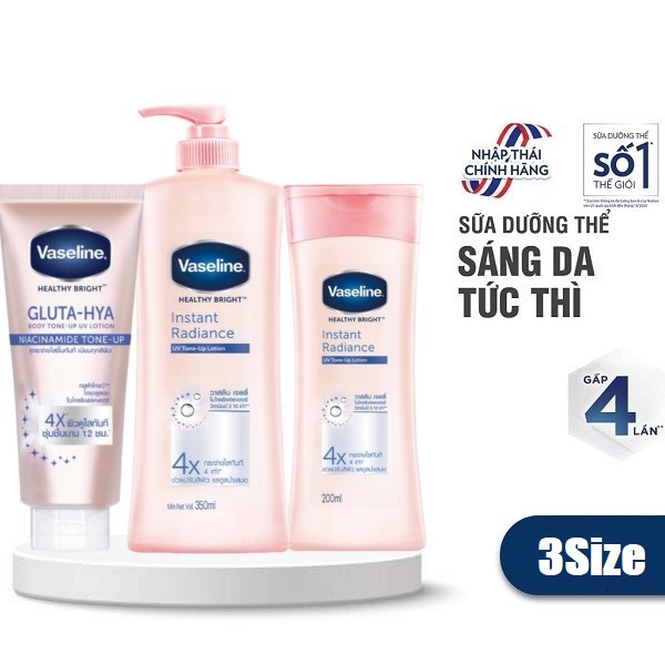 Sữa Dưỡng Thể Vaseline 4x Sáng Da Nâng Tone Tức Thì Vaseline Healthy Bright Instant Radiance UV Tone-Up Body Lotion