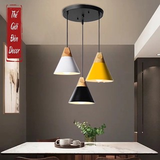 Đèn chùm 3 thả bàn ăn chuôi gỗ T120 ,đèn thả trần bàn ăn