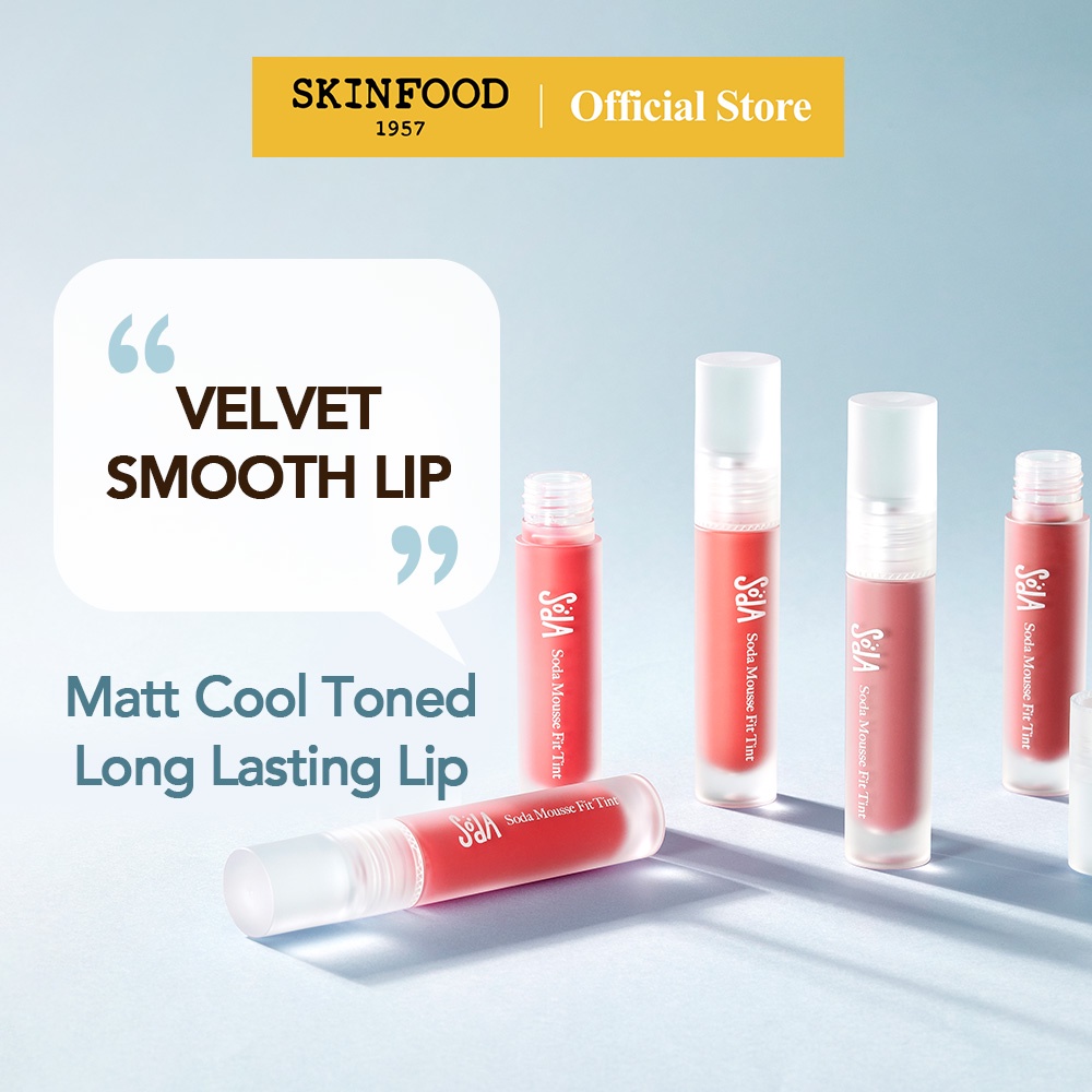 Son tint SKINFOOD Soda Mousse trang điểm hiệu ứng nhung mềm mượt 4.5g