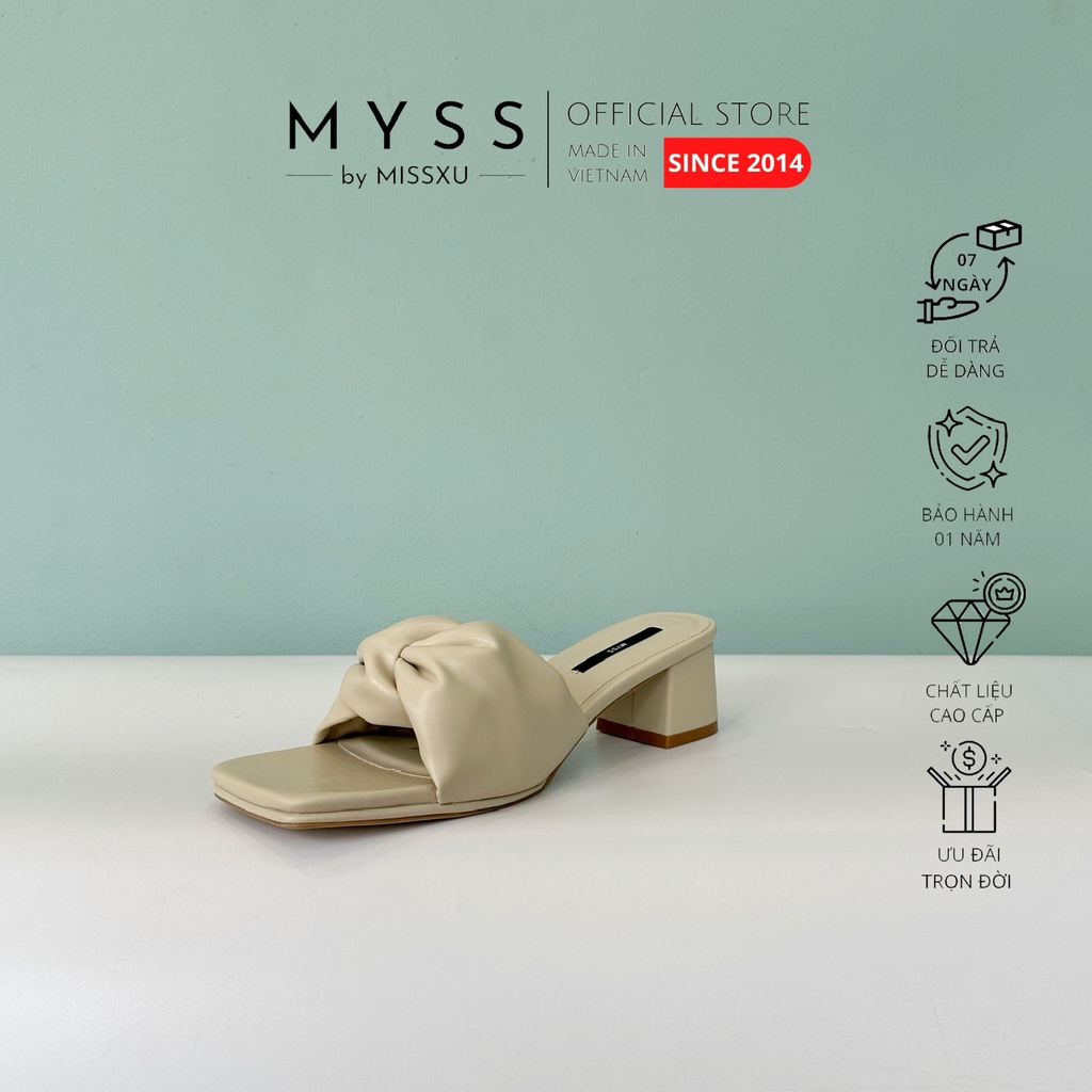 Giày guốc nữ nơ bản to gót trụ 5cm thời trang MYSS - SU160