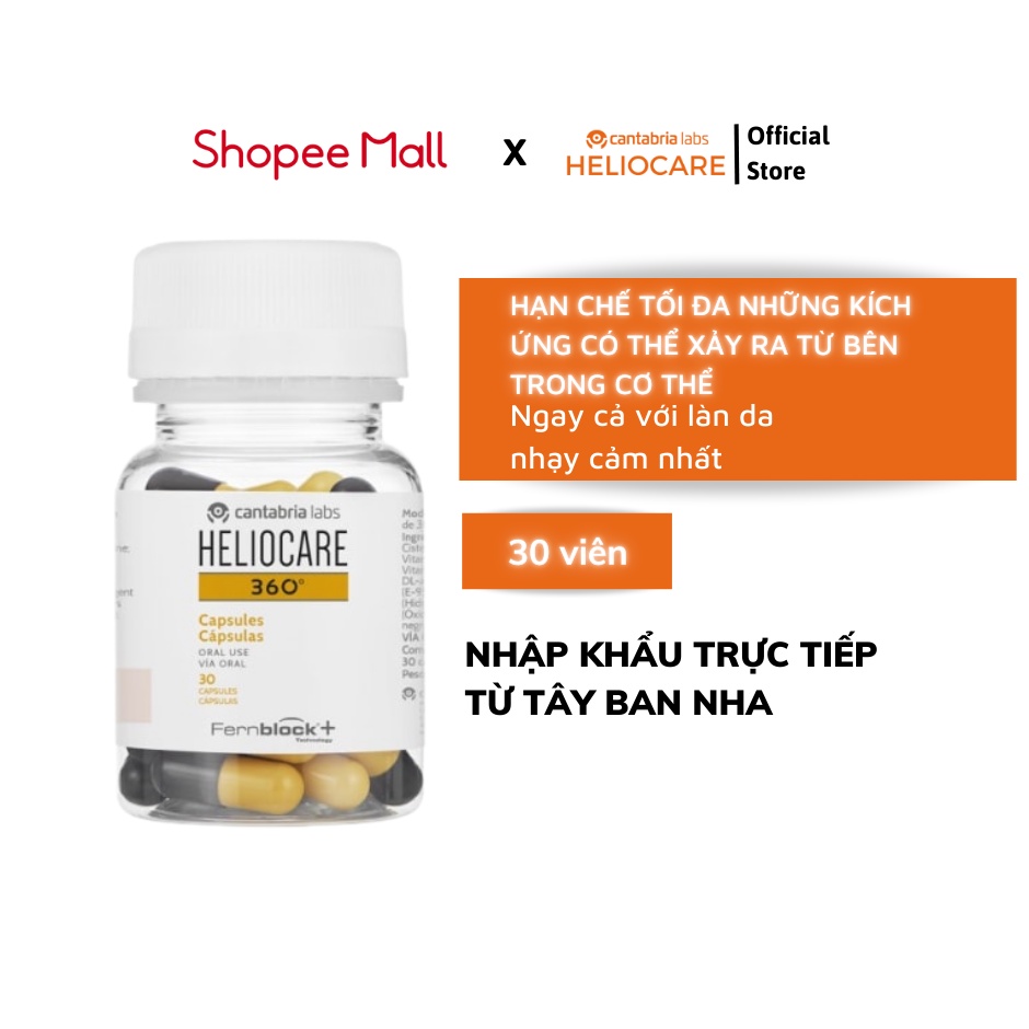 Viên uống chống nắng nội sinh - Chống nắng toàn diện Heliocare 360 Oral hộp 30 viên