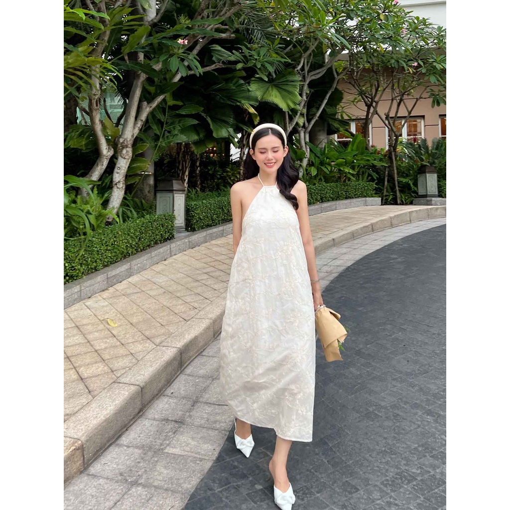 Đầm Maxi Nữ Low Back, Chất Vải Cotton Line Thoải Mái, WDD004, SOMEHOW