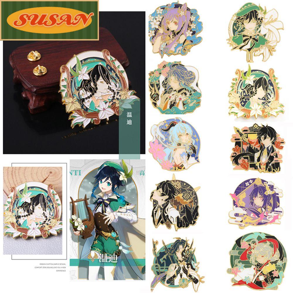 SUSANS Genshin trâm kim loại Huy hiệu Anime quà tặng ngoại vi trò chơi