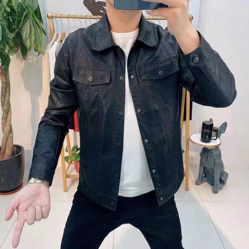 Áo Khoác Da Dập Vân Chìm LV Lót Lông Cao Cấp mẫu mới nhất Năm Nay