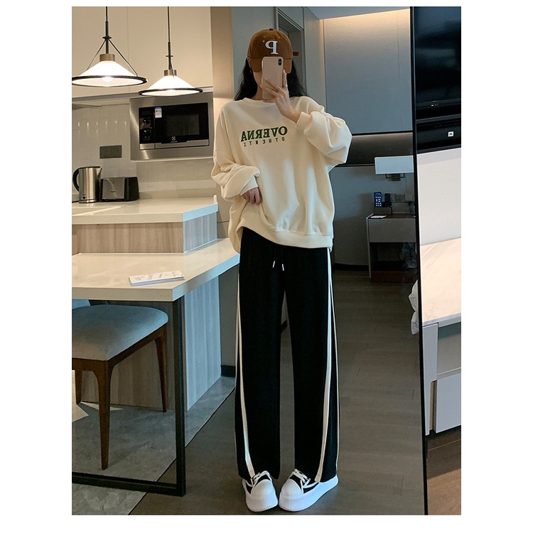 Quần ống rộng Họa Tiết Kẻ Sọc Phong Cách Vintage Mùa Thu Mới