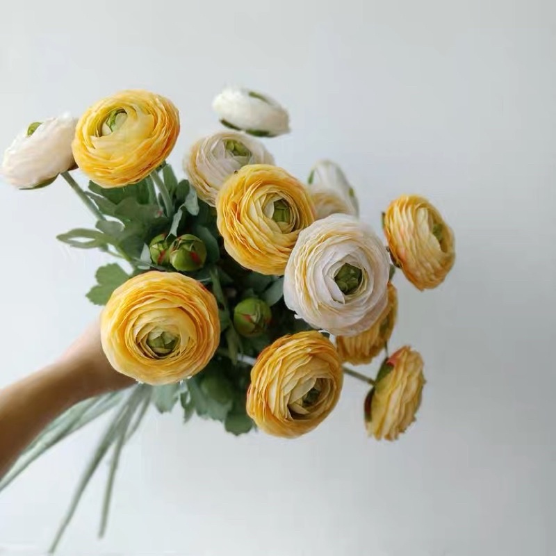 Hoa giả_Trà mao lương 1 bông 1 nụ cao 50cm thân to phủ lông trắng đẹp giống thật, phù hợp cắm bình trang trí nhà cửa