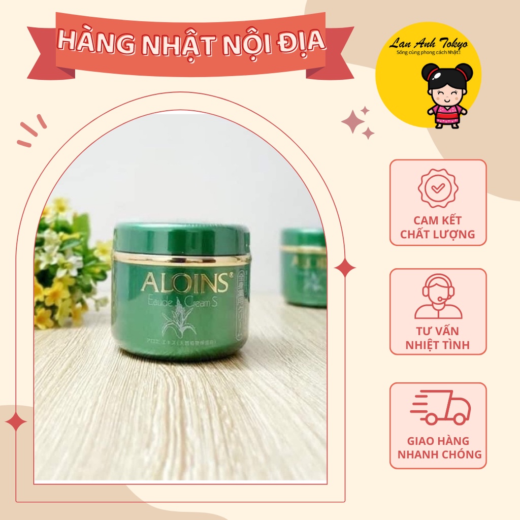 Kem xanh lô hội ⚡ CHÍNH HÃNG ⚡ Aloins eaude cream dưỡng da toàn thân hàng Nhật nội địa 185G