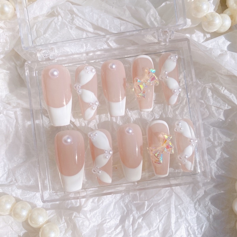 NAILBOX - Móng úp thiết kế theo size - hồng gắn đá lấp lánh