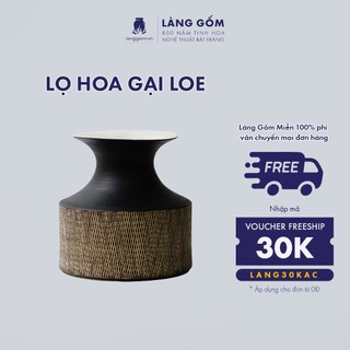 Bình cắm hoa trang trí, lọ hoa gốm sứ gại loe đỏ - đen, men mát , gốm sứ Bát Tràng cao cấp - Làng Gốm