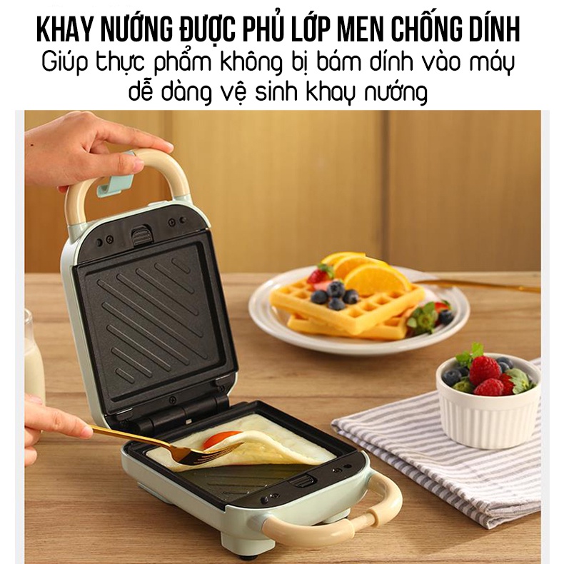 Máy Kẹp Nướng Bánh Mì Máy Ép Bánh Mì Sandwich Máy Làm Bánh Waffle Rán Trứng Làm Đồ Ăn Sáng Nướng Thịt 2 Mặt Nướng Nhanh