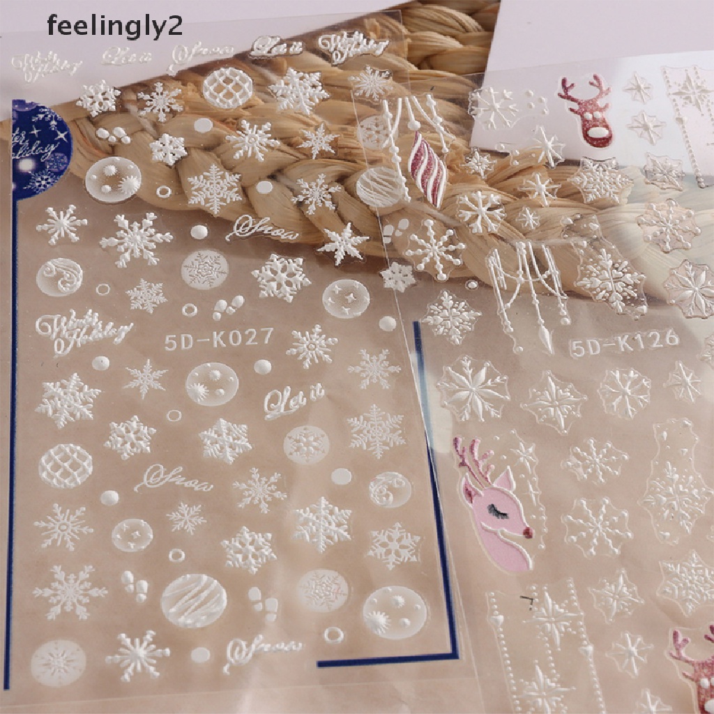 Miếng Dán Trang Trí Móng Tay Tự Dính Họa Tiết Bông Tuyết 5D DIY