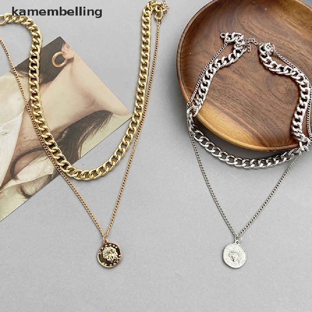 1 Vòng Cổ Choker Nhiều Lớp Mặt Đồng Xu Cổ Điển Màu Sắc Vàng Bạc Cho Nữ