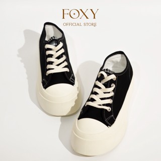 Giày Nữ Thể Thao Cổ Thấp Vải Canvas Đế Cao Su Nguyên Khối Cao 3cm Foxy - FOX044