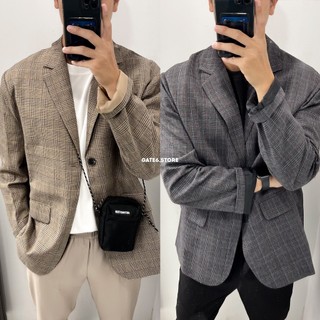 Áo Blazer Nam MQ caro, khoác vest 2 lớp công sở dáng lửng Hàn Quốc dáng suông 8748 - GATE6 - 4869