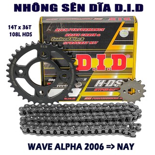 Nhông sên dĩa Wave Alpha 110cc - Sên đen 10ly DID - Thái Lan