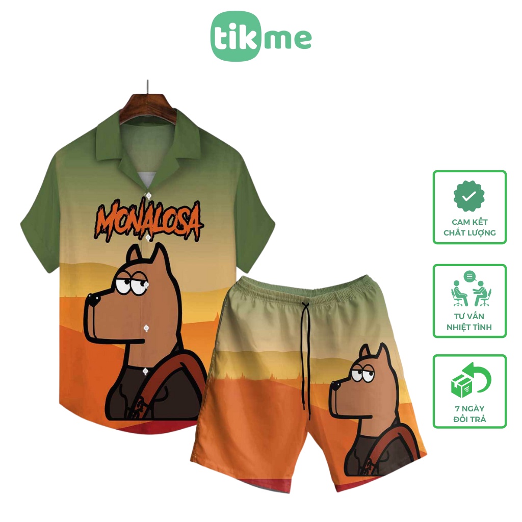 Set Áo Quần Hawaii Bộ Đồ Đi Biển, ĐI Du Lịch Unisex Đủ Size Lớn Nhỏ Hình MONALOSA