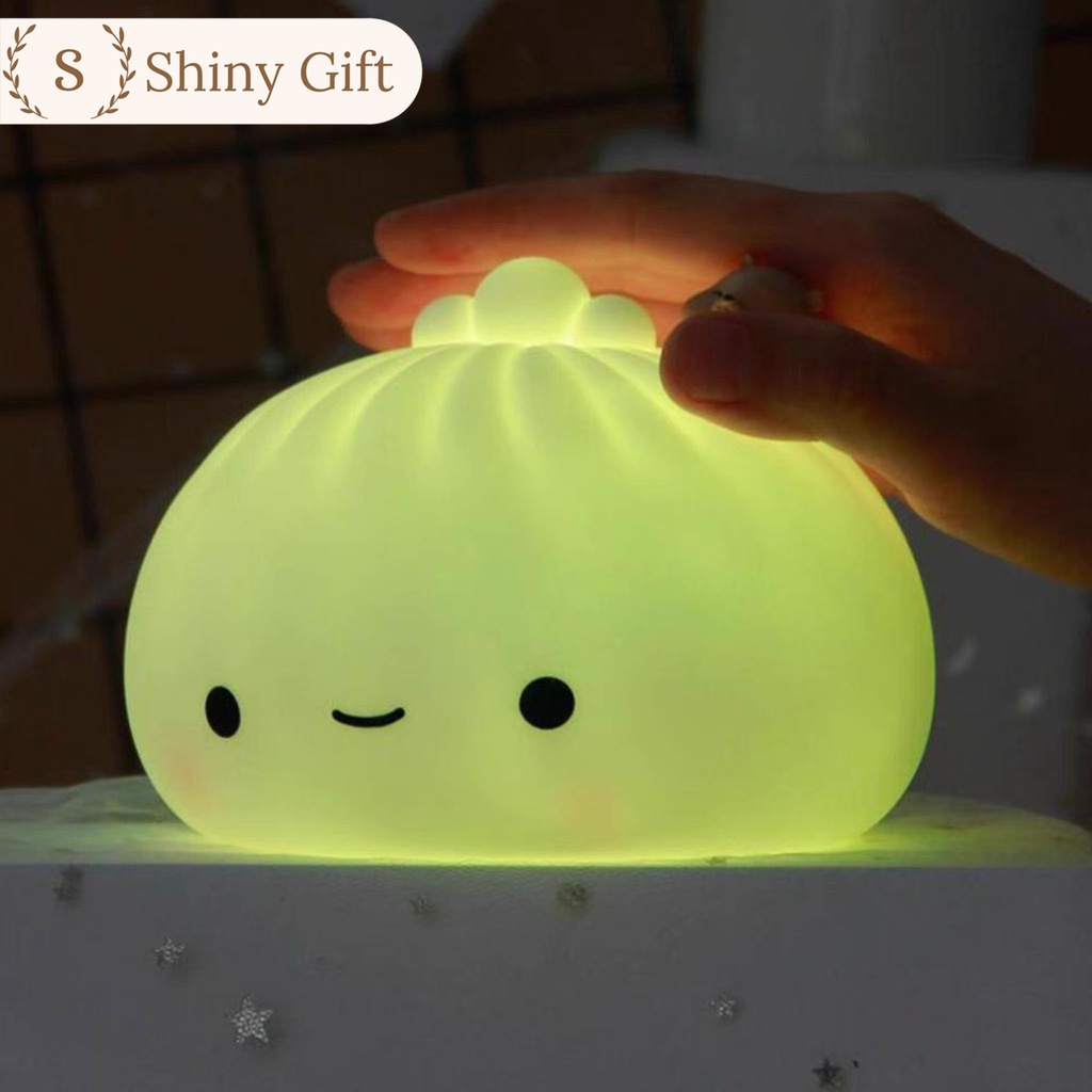 Đèn trang trí, đèn ngủ bánh bao silicone đổi màu