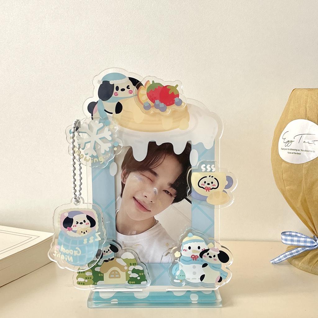 Giá Đỡ Trưng Bày Thẻ Ảnh Bằng Acrylic 3 Inch Hình Chú Cún Dễ Thương Trang Trí Bàn Làm Việc