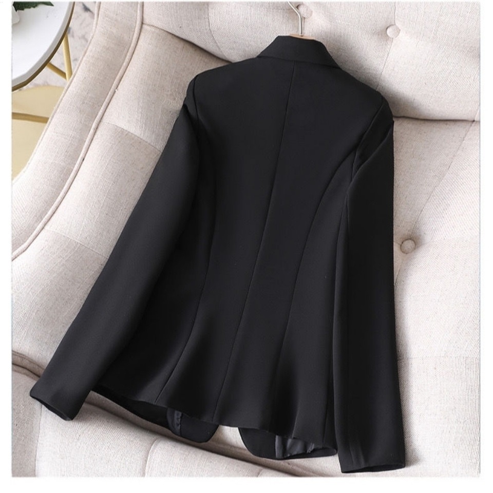 Áo Khoác Vest Tay Dài Ôm Eo Màu Đen / Trắng Phong Cách Hàn Quốc Thời Trang Xuân Thu Cho Nữ