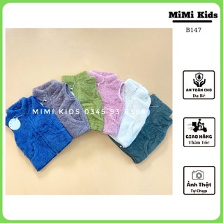 B147 - Áo gile lông cừu trẻ em xuất dư, áo khoác gile lông cừu cho bé cổ trụ ấm áp 5-16kg (Có Túi)