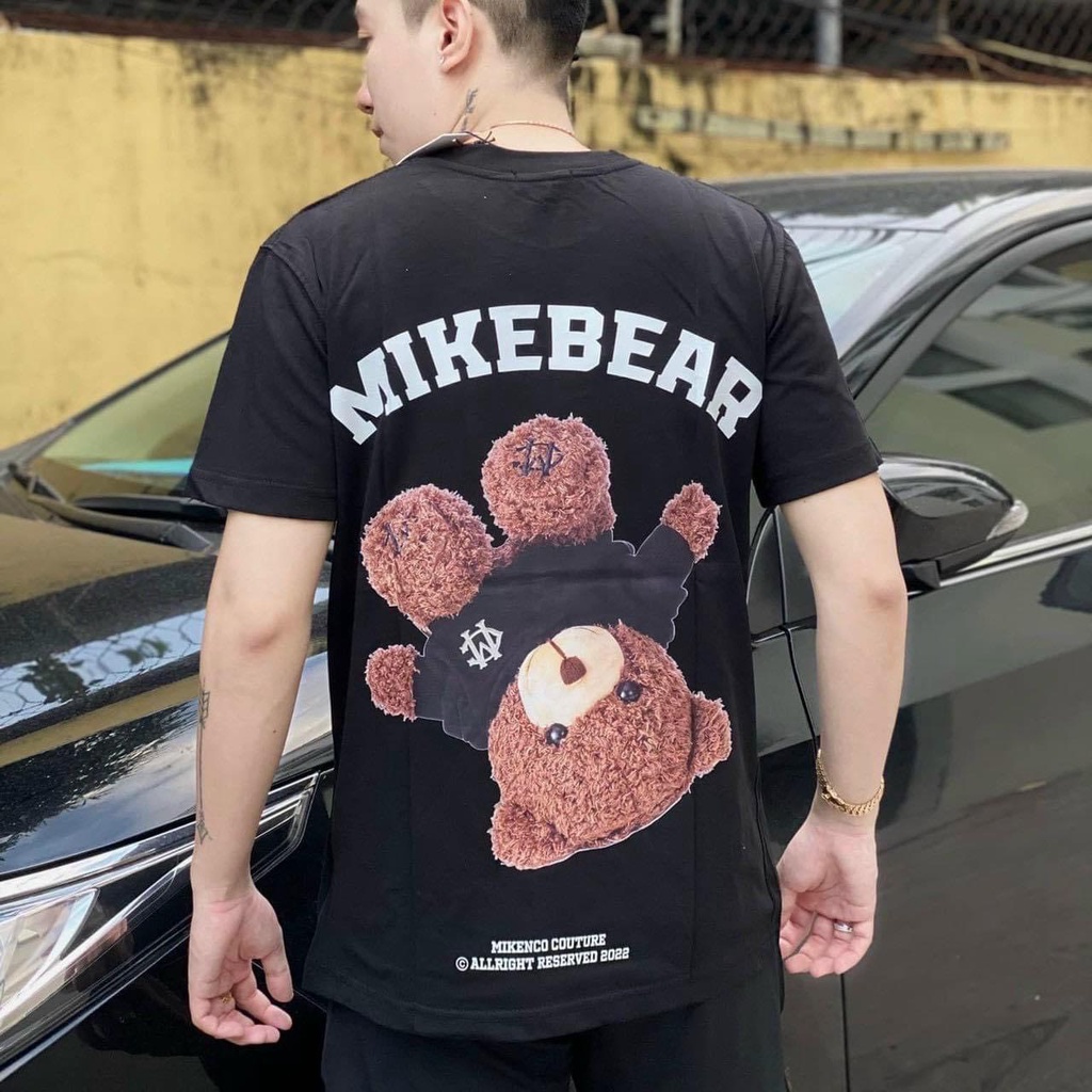 Áo thun.Mi.ke.bear nam nữ in hình 5D, áo phông unisex gấu tay lỡ cotton