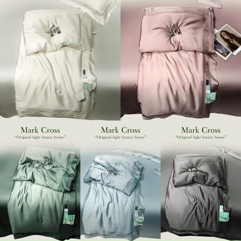 Bộ Chăn Ga Tencel MarkCross Kim Sa tơ óng 100s cực mềm mát