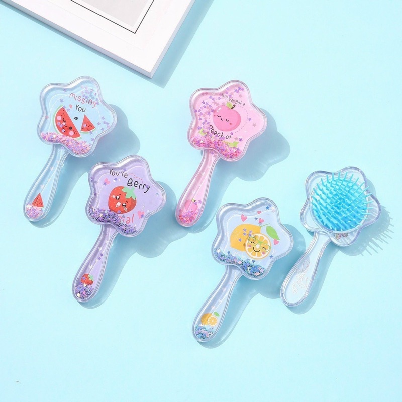 Lược chải tóc matxa chống rối hoạ tiết kim tuyến xinh xắn hình ngẫu nhiên