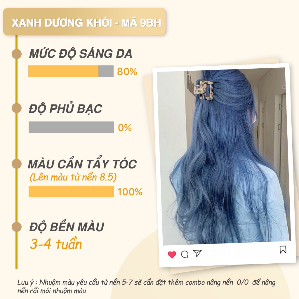 Combo màu XANH DƯƠNG XÁM màu nhuộm thời trang hottrend KamiLD cần tẩy tóc không khô tóc