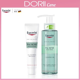 COMBO Tinh Chất Dành Cho Da Mụn Eucerin Pro ACNE Solution AI Clearing Treatment (40ml) - Gel rửa mặt Eucerin 200ml