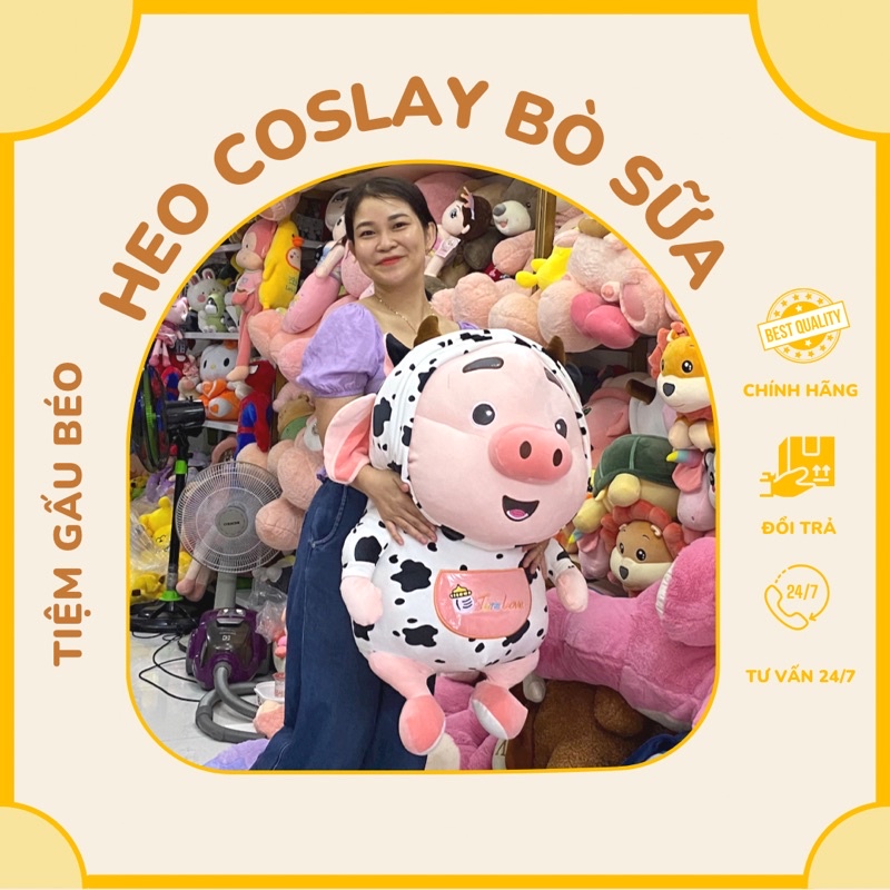 Gấu Bông Heo bông coslay bò sữa 45cm 60cm 80cm