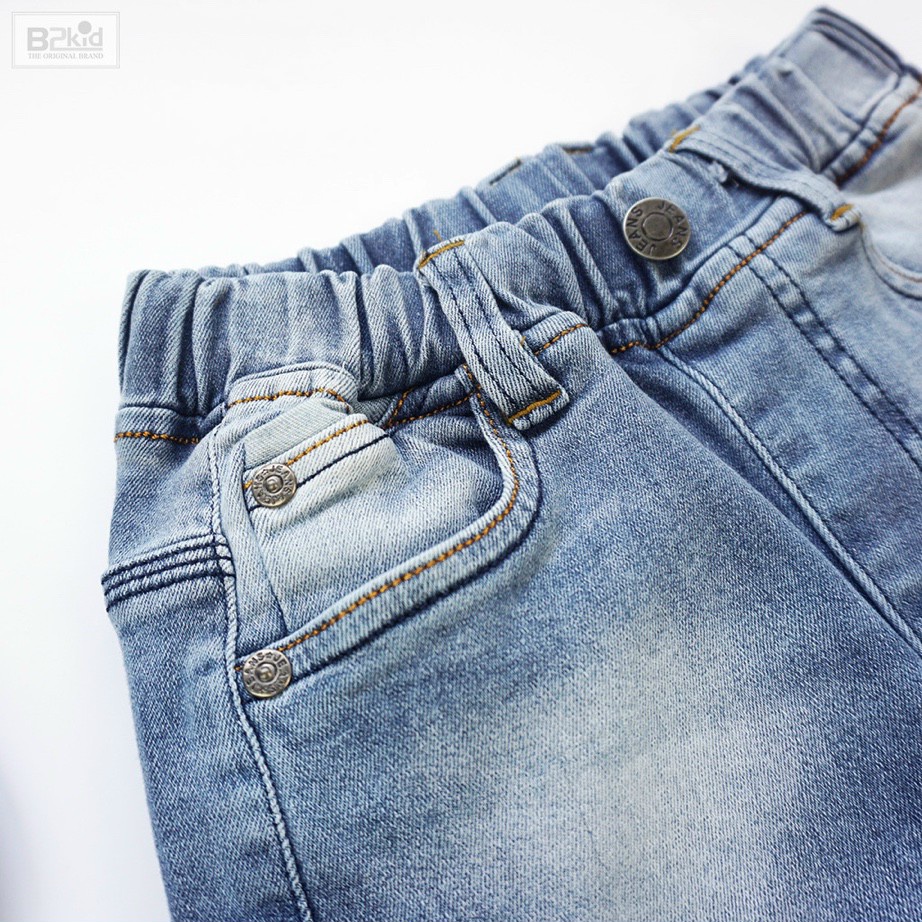 Quần jean bé trai, quần bò bé trai dài ống đứng lưng thun B2kid từ 20kg đến 50kg